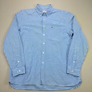 Lacoste Mens Regular Fit Gingham Button Down Shirt Blue White XL